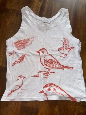 Bobo Choses White Tank with Bird Sketches
